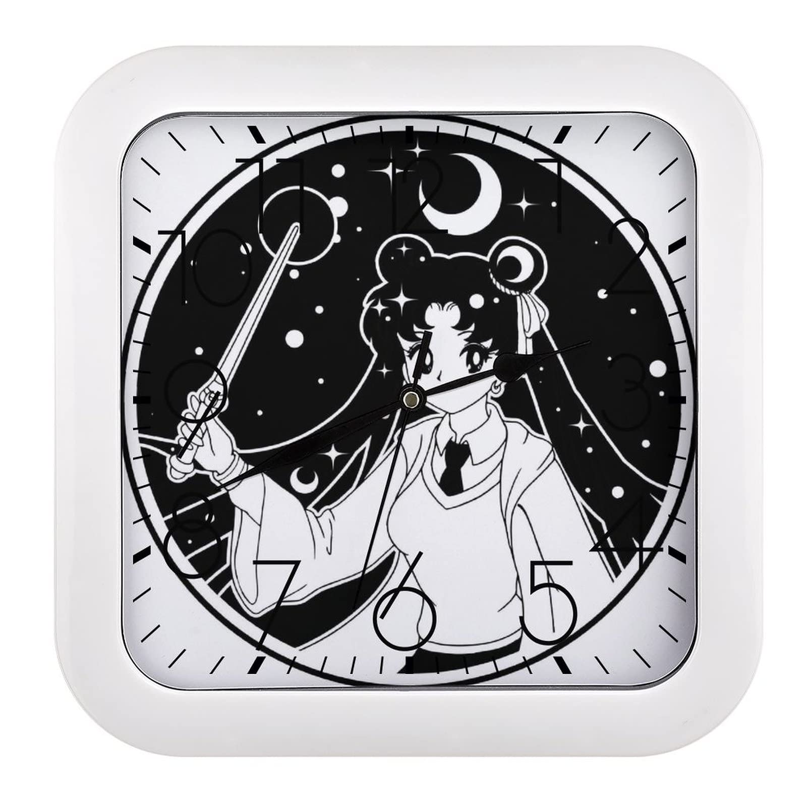 Horloge murale anime lisible avec grands chiffres carrés pour rompre la monotonie
