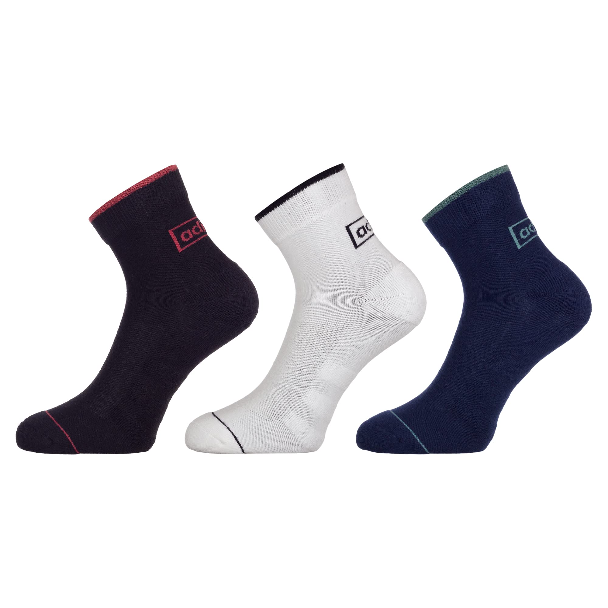 adidasMen's Cotton Blend Original Heel & Toe Cushion Ankle Cotton Regular Socks - 3 Pairs (6N) (Ad-0503) (Black/White/Col Navy), Assorted
