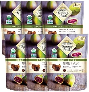 Sunny Fruit Organic Turkish Dried Figs - 30 Portion Packs, No Sugar Added, Soft Vegan Snacks | Kosher Halal Non-GMO