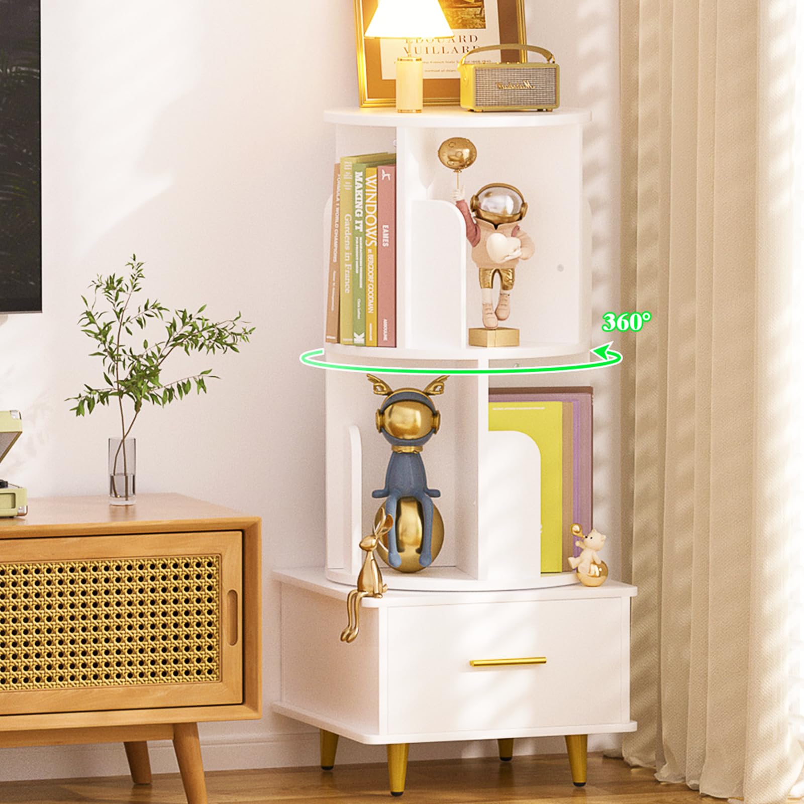 Amazon.com: Cyclysio 360° Rotating Nightstand with Bookshelves Amazon.com: Cyclysio 360° Rotating Nightstand with Bookshelves