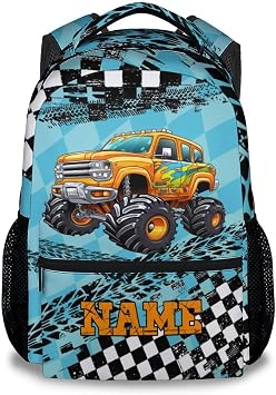 Custom Boys Backpack for School - 17 Inches Truck Backpacks for Teens, Kids - Personalized Truck Bookbag for Elementary