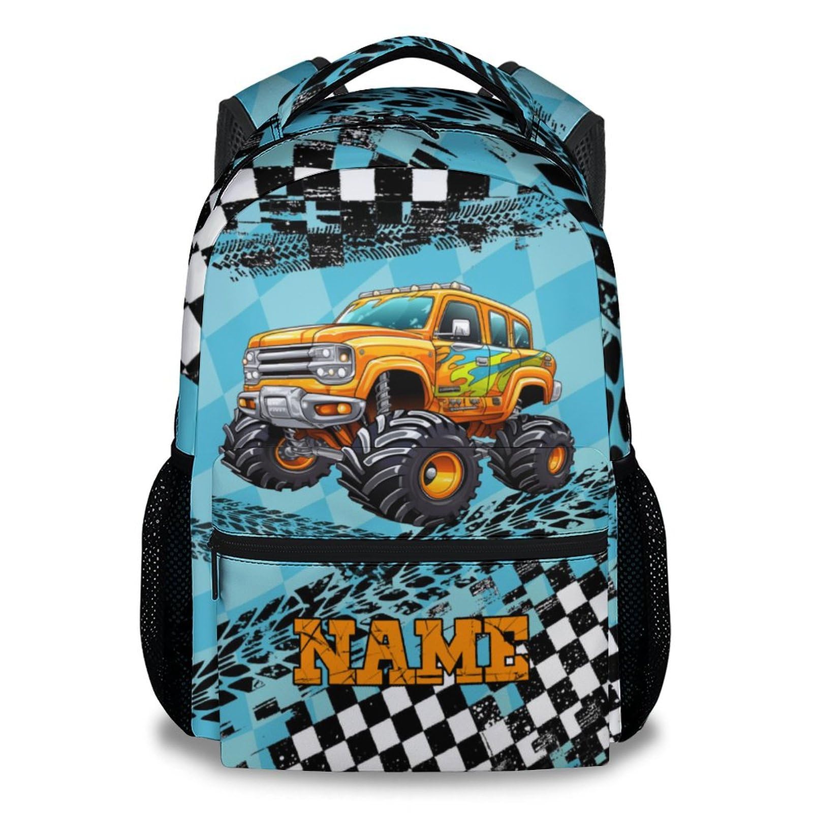 Eccustomized Custom Boys Backpack for School - 17 Inches Truck Backpacks for Teens, Kids - Personalized Truck Bookbag for Elementary