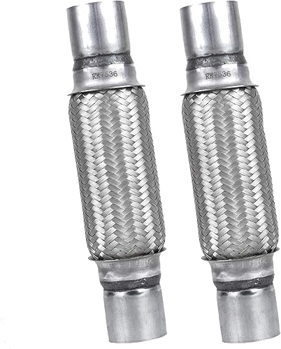 Miniatura 34 de Tubo flexible de escape, 2 x 8 x 12 pulgadas de longitud total, tubo flexible de doble trenza de acero inoxidable resistente 1 paquete