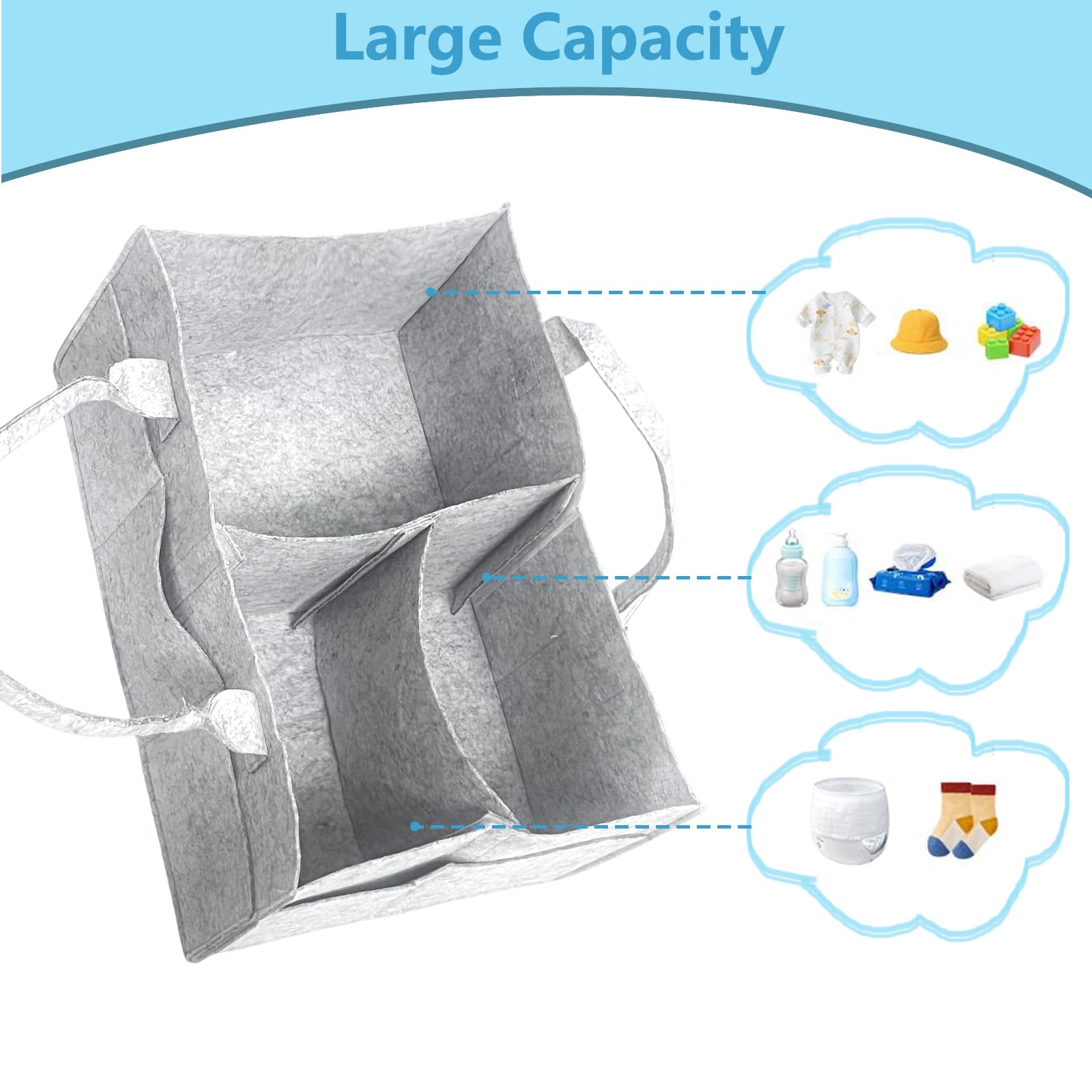 VIRAHYEM Nappy Caddy Organiser, Newborn Essentials Diaper Caddy - Image 4
