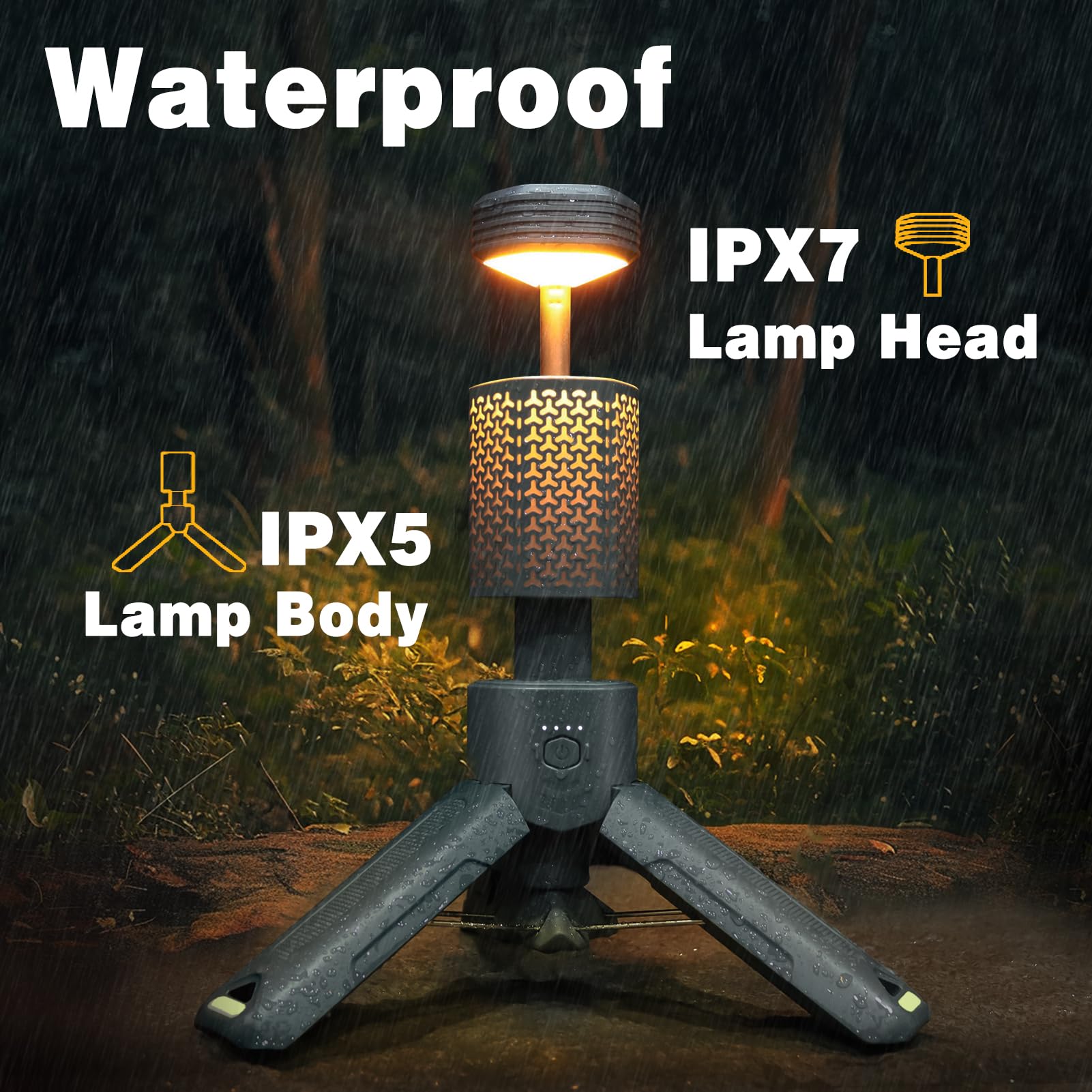 IPX7/IPX5 LED Outdoor Campinglampe Aufladbar, Maximal 35 Stunden Laufzeitc, 10500mAh Einziehbare Campinglicht mit Farbtemperatur Einstellbar, Taschenlampe für Camping Wandern Angeln Notfall