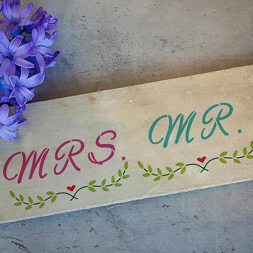 Miniatura 5 de FINGERINSPIRE 4 plantillas temáticas de amor de 8.3 x 11.7 pulgadas, plantillas de palabras His Hers MR MRS Words, flechas de plástico, texto,