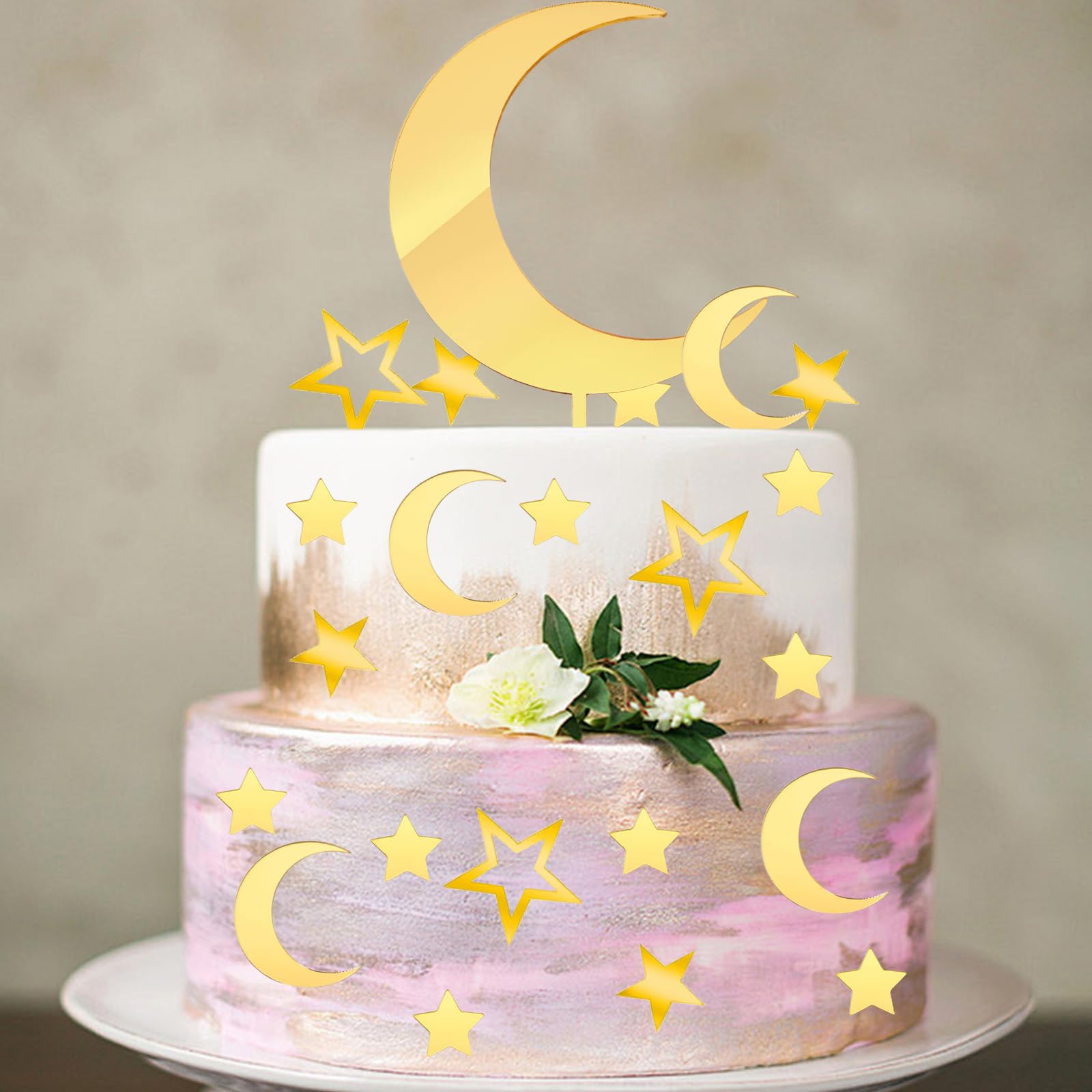 Decorazioni Torta Luna E Stelle - Set 7 Pezzi Per Compleanno, Blu E Argento, Cupcake Toppers - Foto 11