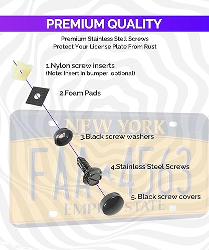 Miniatura 4 de Tornillos para matrícula, kit de tornillos de matrícula inoxidables, accesorios de automóvil, pernos de montaje autorroscantes de acero inoxidable,