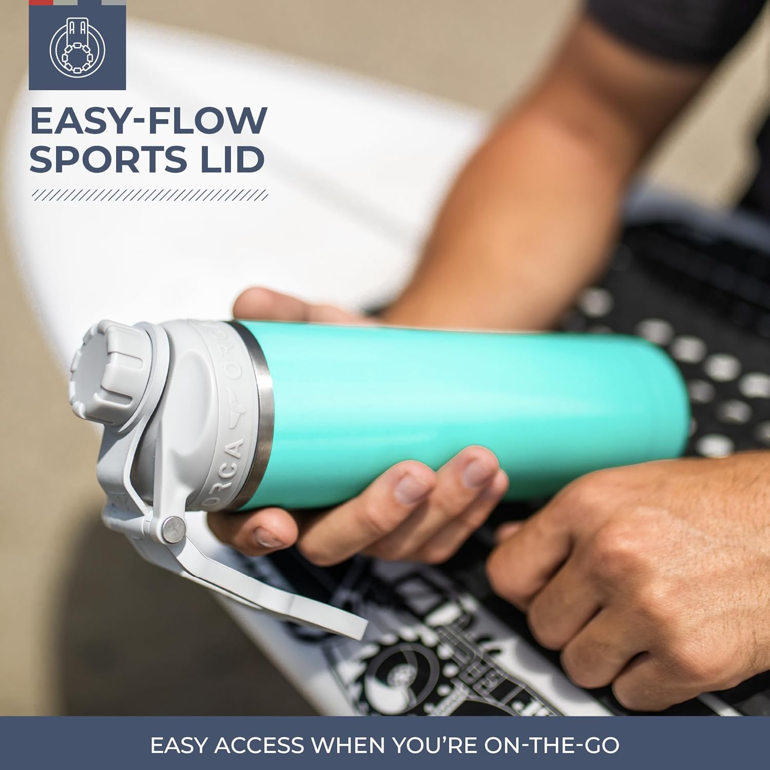 ORCA Hydra 22oz | Insulated, Stainless Steel Water Bottle with Powder Coat Finish & Silicone Grip Whale Tale Handle, Dishwasher Safe Sports Bottle — Blaze Orange - Image 4