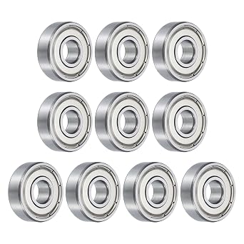 uxcell 10pcs 608ZZ Bearing 8x22x7mm, Chrome Steel Double Shielded Precision Bearing, Lubricated Deep Groove Ball Bearings, P6 ABEC 3