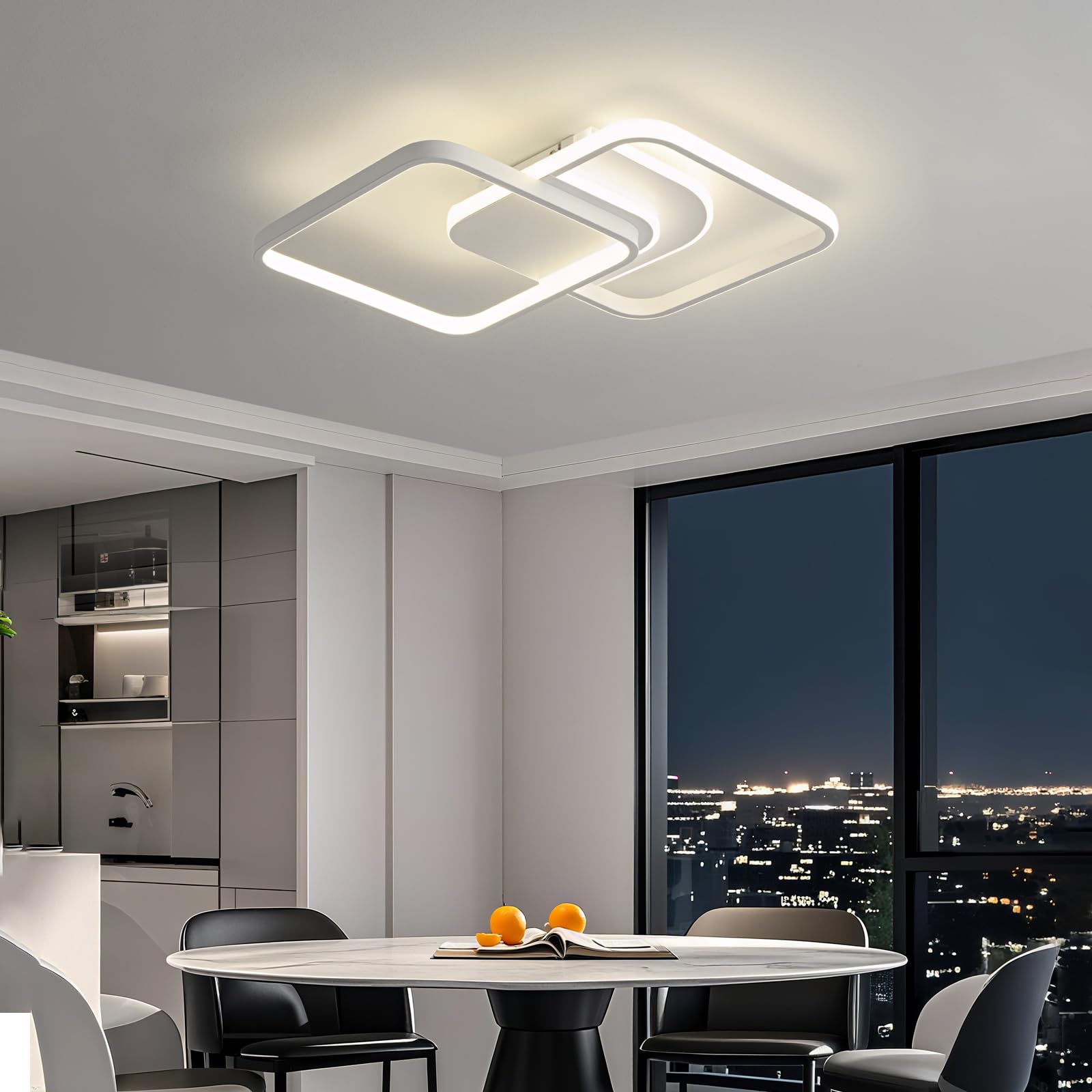 Plafoniera LED Dimmerabile 65cm, 45W Moderna Lampada da Soffitto con Telecomando, Stufenlos 2800-6000K Ceiling Light per Soggiorno, Dormitorio, Camera, Cucina- Bianco