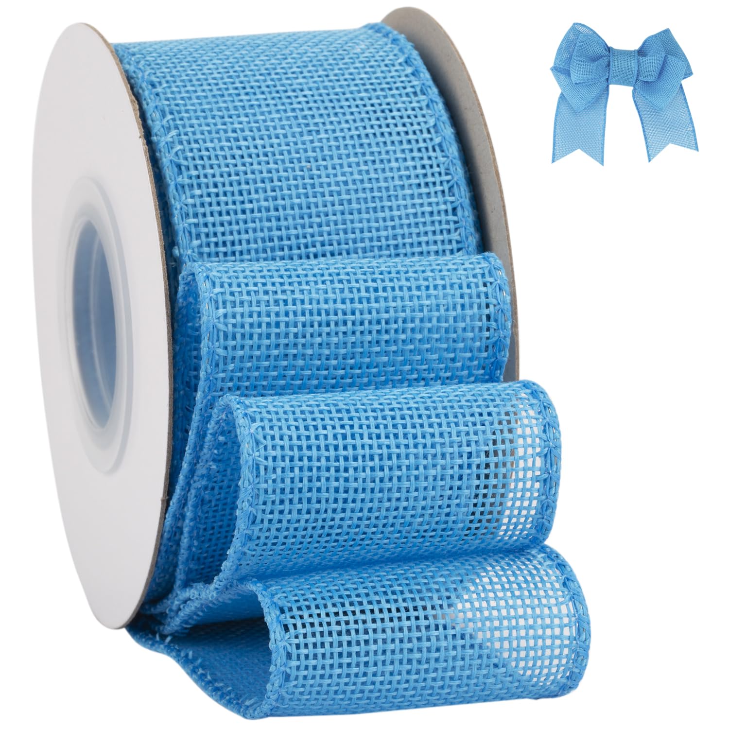Tekdeere Burlap Ribbon 50mm x 9 Meters, Turquoise Wired Ribbon for Crafts, Gift Wrapping, Wreaths, Bows, Tree Decoration and Outdoor Decoration