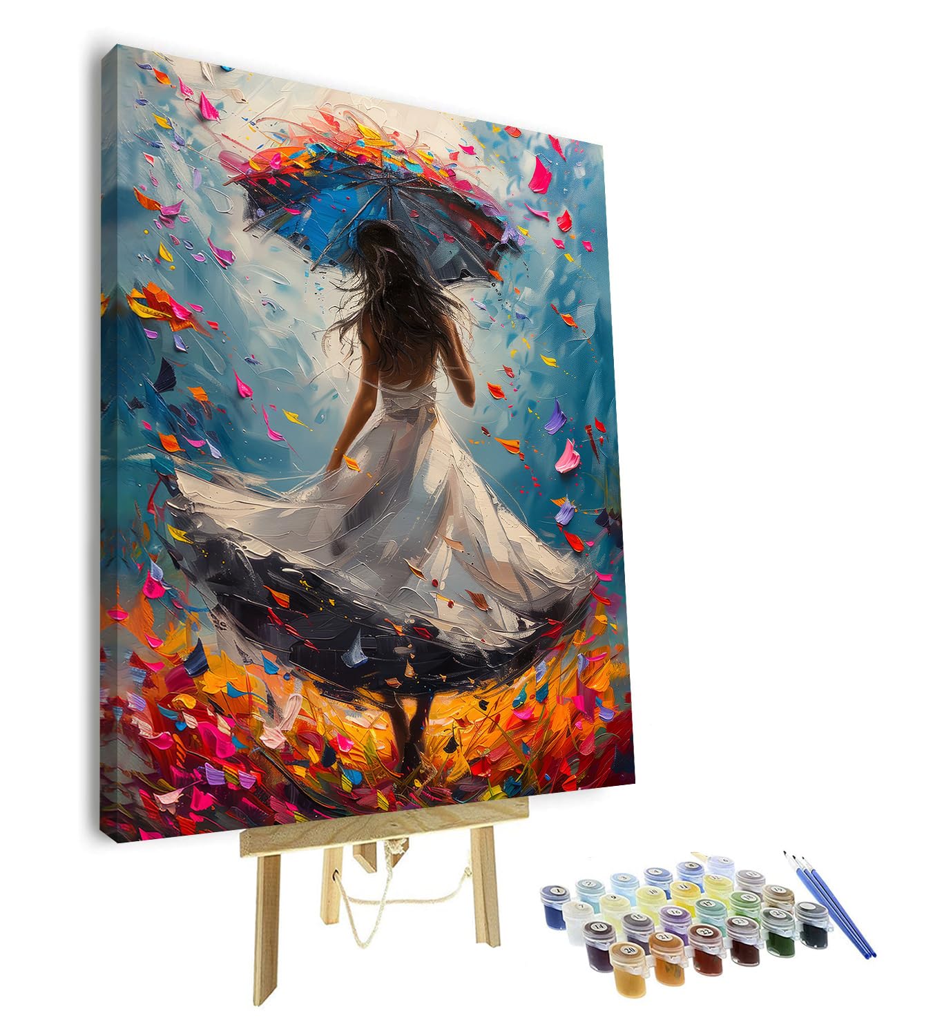DIY Paint by Numbers Girl with Umbrella Paint by Number for Adults Beginner with Paintbrushes Acrylic Painting by Numbers Kits on Canvas Art Crafts for Home Walls(16"x20", with Frame) — image 1