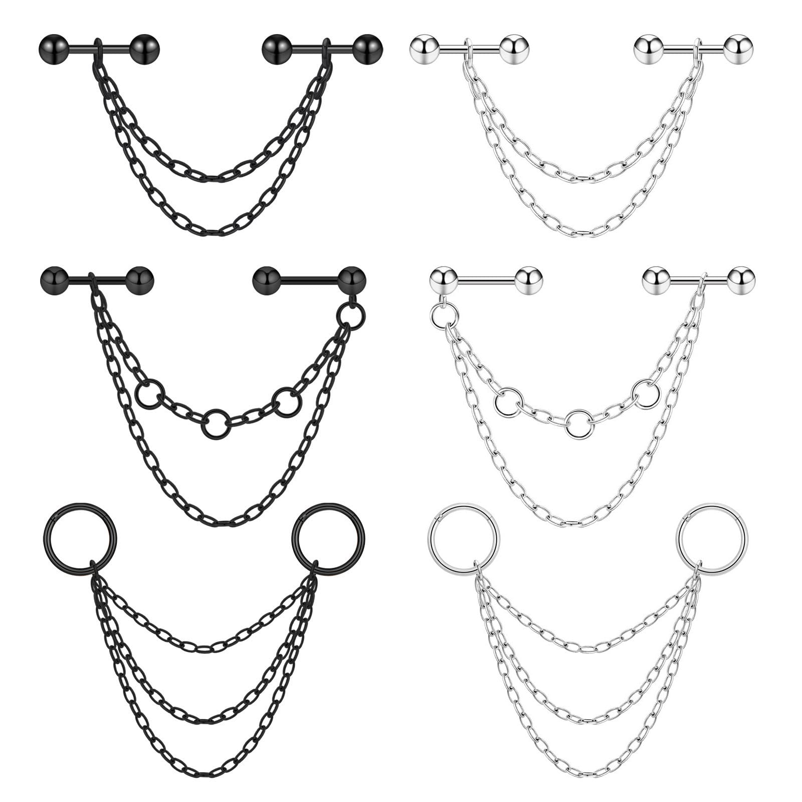 Yofanstindustrial Barbell Stainless Steel Industrial Piercing Bar