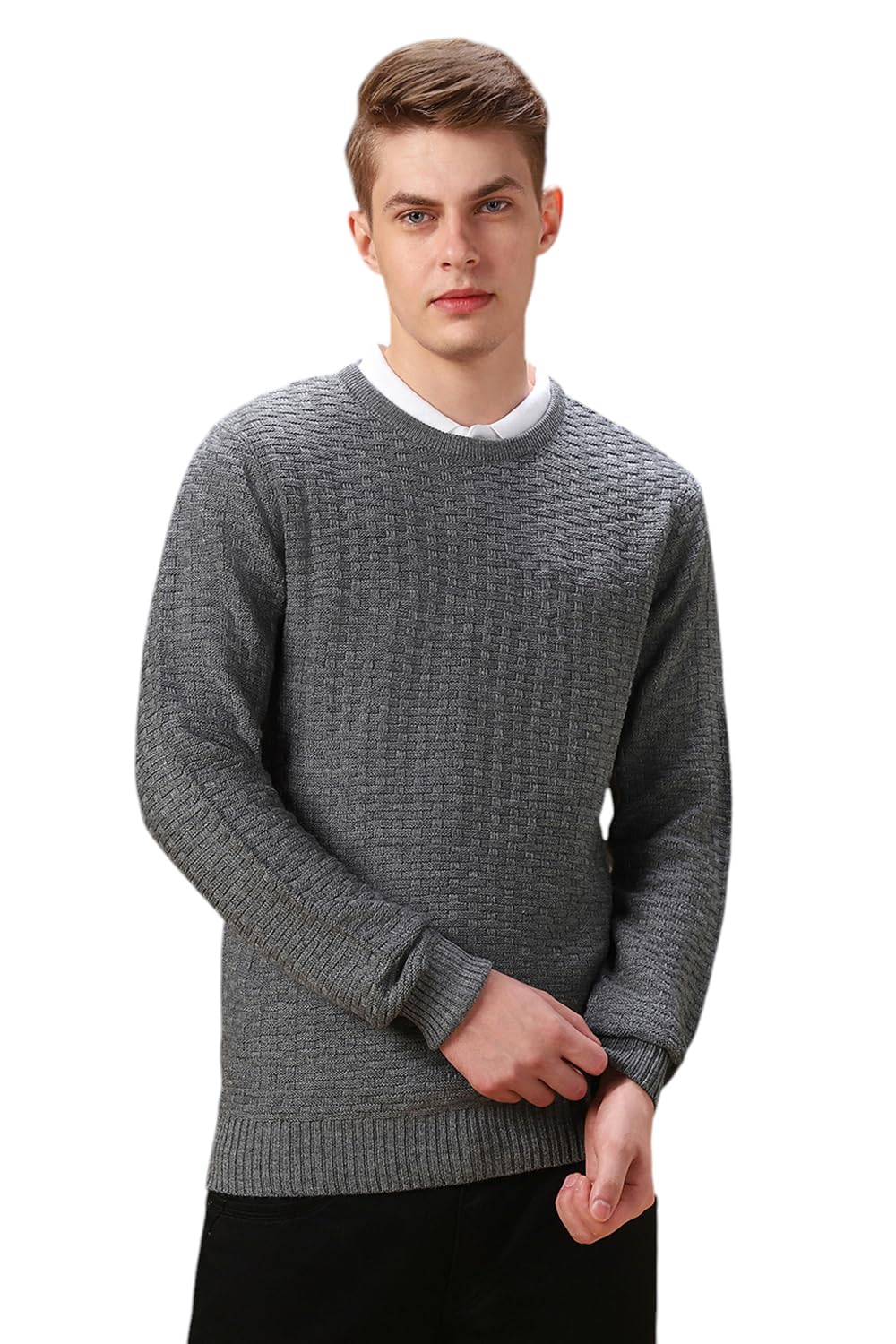 Men Solid Acrylic Regular Fit Full Sleeves Pullover Sweater-image-29