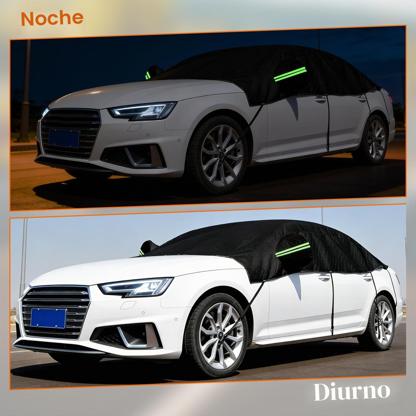 Funda Coche Exterior Impermeable Y Transpirable, Resistente a Los Rayos UV, Nieve Y Polvo, Cubre Coche Exterior Universal con Tiras Reflectantes Y Correas a Prueba De Viento SUV 4.35 * 2.5m