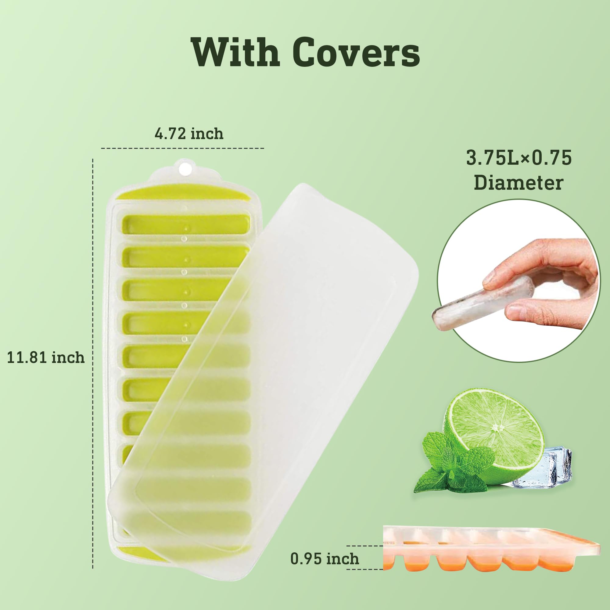 Lily's Home Silikon-Eiswürfelform mit Deckel, BPA-frei, ideal für Wasserflaschen und Sportflaschen, flexibles und stapelbares Design für Schnellverschluss, Eiswürfelformen für Gefrierschrank (29,7 x