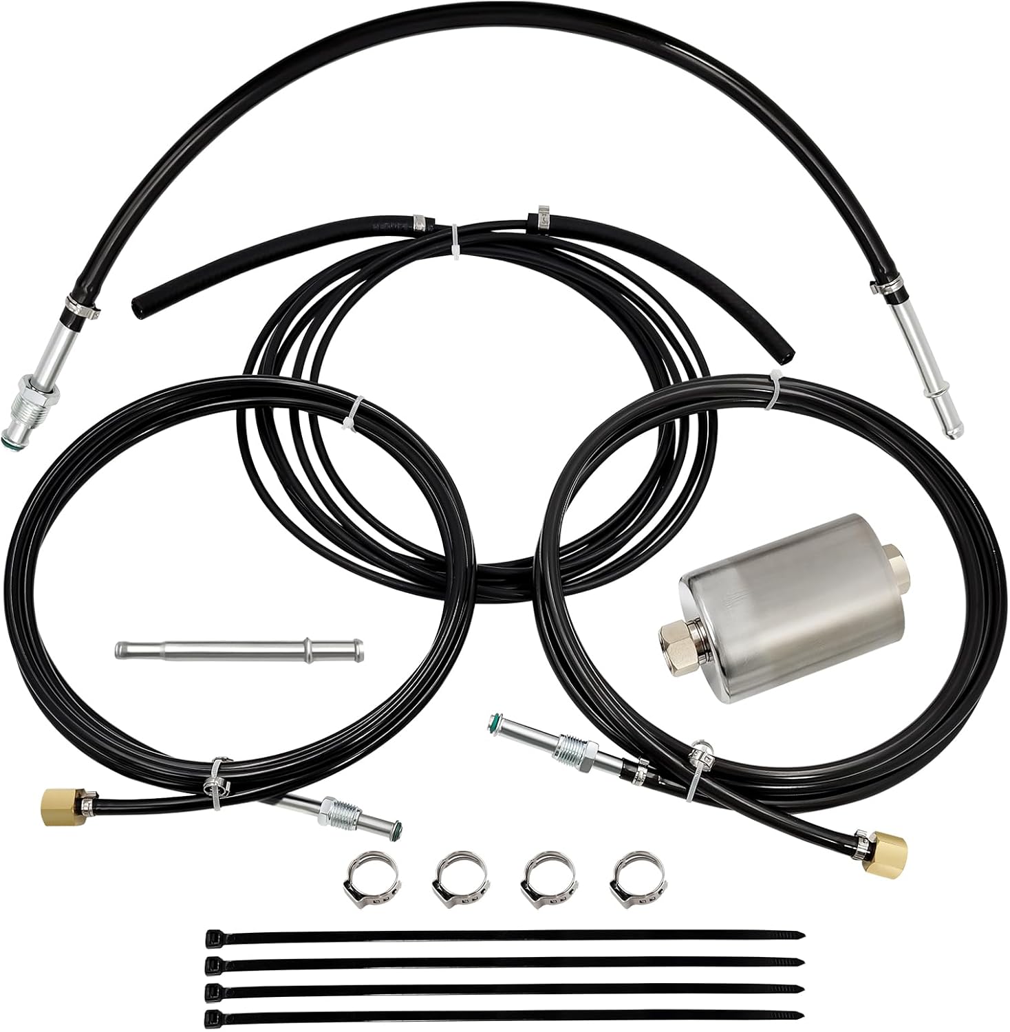 Nylon Fuel Line NFR0013 Compatible With Chevrolet GMC Trucks 1988-1997 C1500 C2500 C3500 K1500 K2500 K3500 Flexible Stainless Steel Braided Fuel Hose Set OE#GM23B, FL-GM22B, FL-GM22B-T More