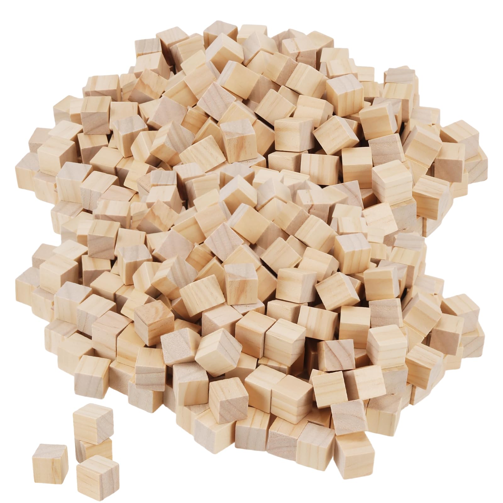 LEXININ 300 Pcs 2 x 2 x 2 cm Small Wooden Cubes, Mini Square Wood Blocks for for DIY Craft Decoration Painting