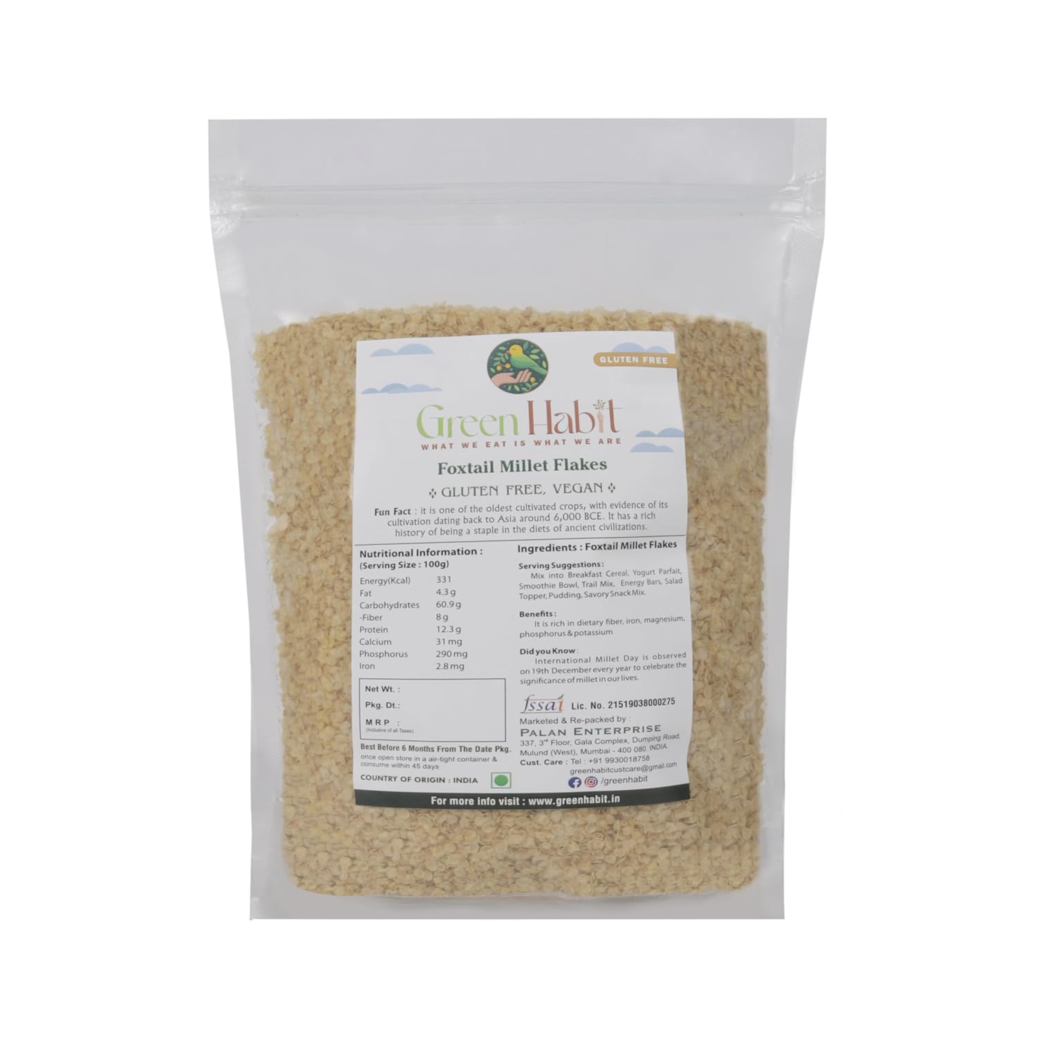 GreenHabit Foxtail Millet Flakes 1kg Nutritious and GlutenFree
