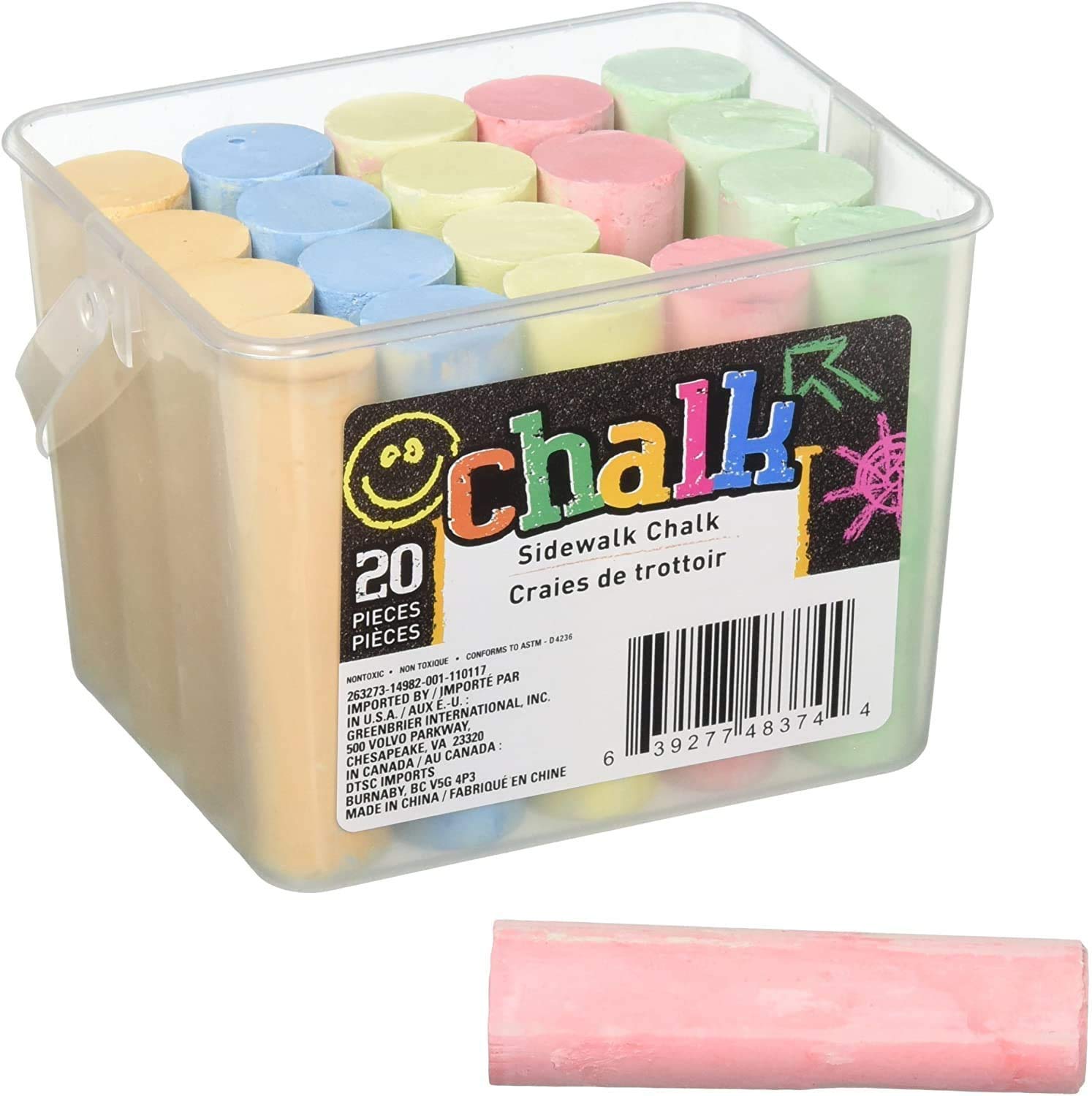 Kids Teacher School Sidewalk Colored Chalk for Outdoor Activity Playground Pavement Chalkboard Fun for Kids Indoor Instructors School Blackboard (20 Pieces in a Carry Container)