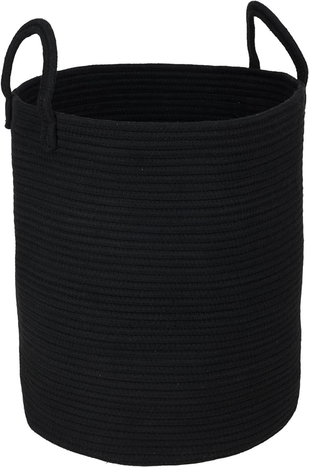 XUANGUO Black Cotton Rope Laundry Basket Hamper for Clothes Woven