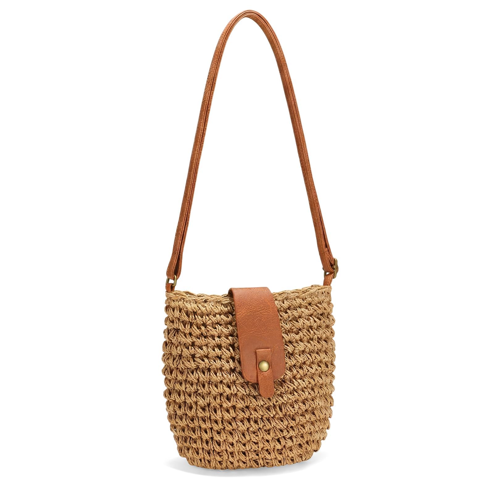 Straw Bag Beach Purse Summer Purses for Women Vacation Handbags Woven Crossbody Bags Straw Shoulder Bag