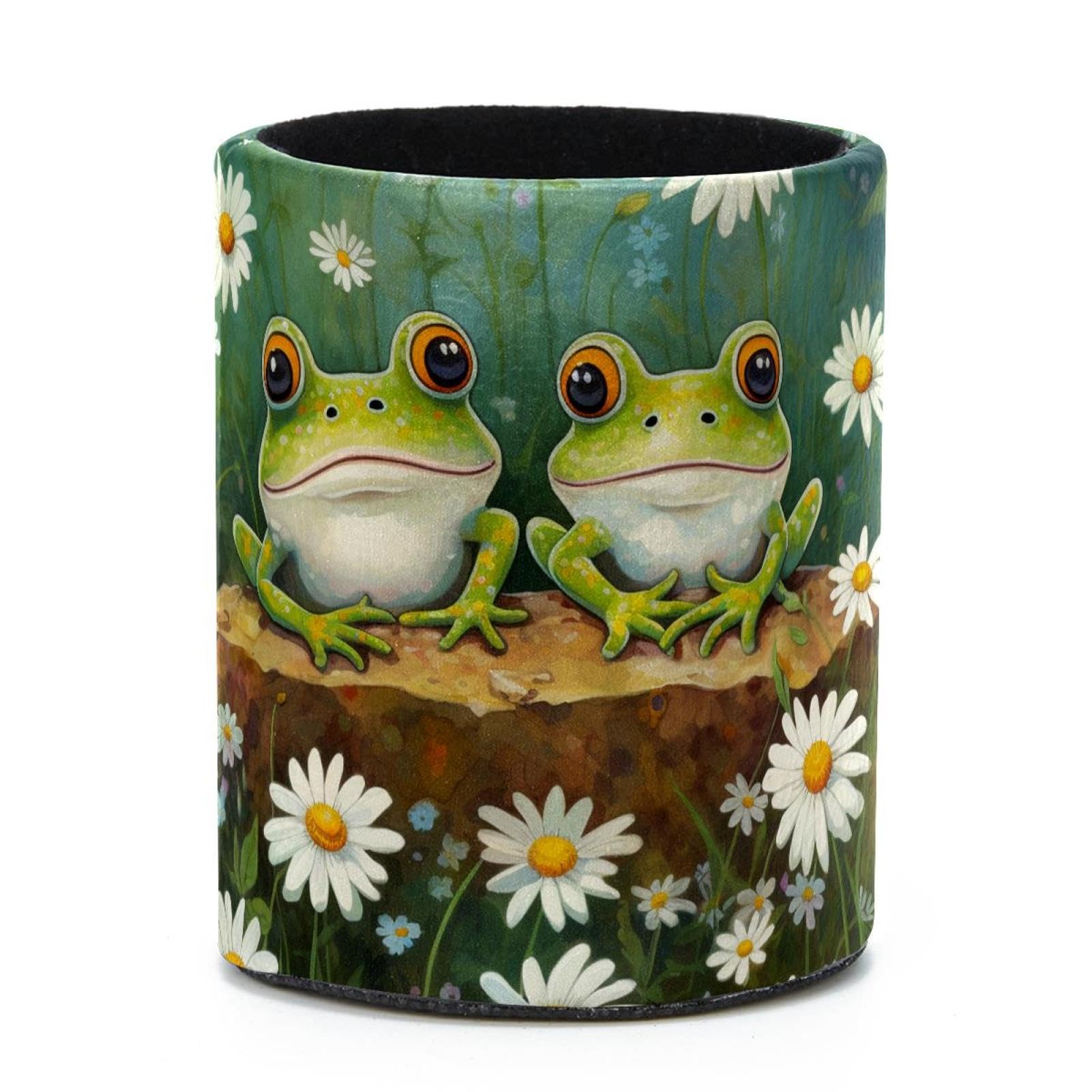 VAPOKF Round Pencil Holders for Desk, Frogs and Daisy Pen Holders Pen Pot Makeup Brushes Storage Desktop Stationery Supplies Organiser for Home Office