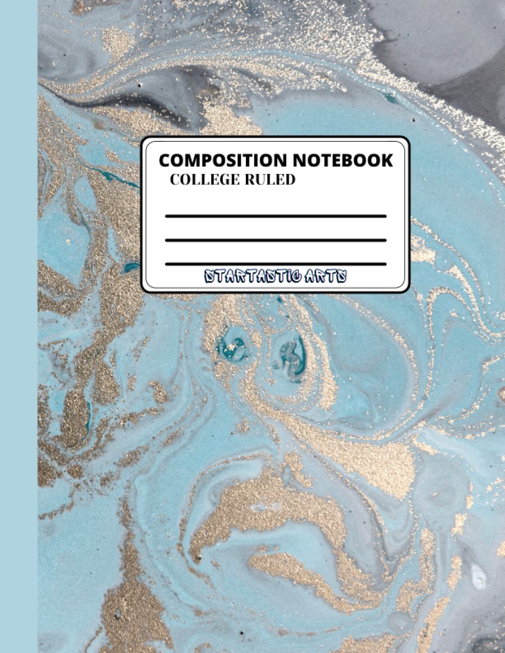 Composition Notebook: Glitter Blue Marble Notebook, College Ruled, 100 pages, 8.5x 11, For teens & adults