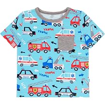 Little Sleepies Short Sleeve Relaxed Pocket T-Shirt, Viscose from Bamboo, Toddler Girls & Boys Shirts, Toddler Clothes 6M-6T