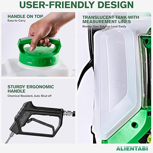 Miniatura 4 de Pulverizador de mochila alimentado por batería de 4 galones - 2.6Ah pulverizador de mochila en césped y jardín con 36/65 PSI para control de