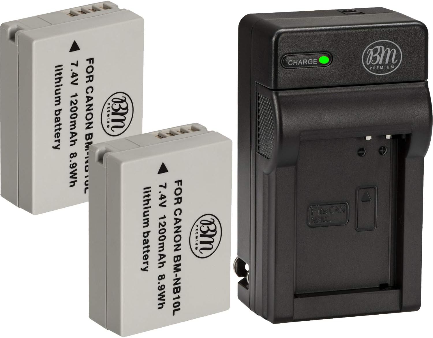 BM Premium 2 Pack of NB-10L Battery and Charger Kit for Canon PowerShot G15, G16, G1X, G3X, SX40 HS, SX40HS, SX50 HS, SX60 HS Digital Camera