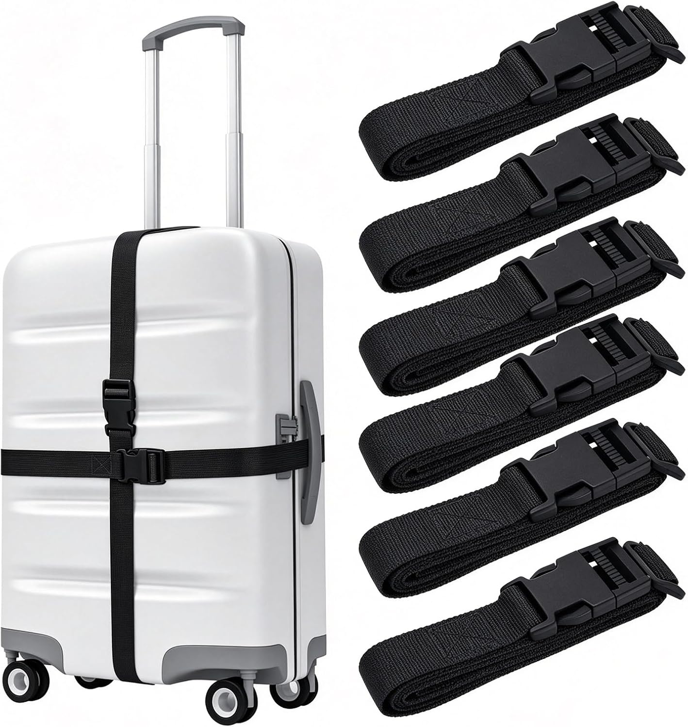 6 Packs Buckle Luggage Straps, 6Pcs Luggage Nylon Straps with Quick Release Buckle Strap Utility for Travel Packing Outdoorsports