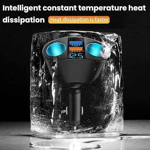 Miniatura 4 de Cigarette Lighter Splitter, USB 2.4A & QC3.0 Type C with 2 Socket Cigarette Lighter Adapter, 12V24V 120W Car Charger Splitter for GPS Dash Cam