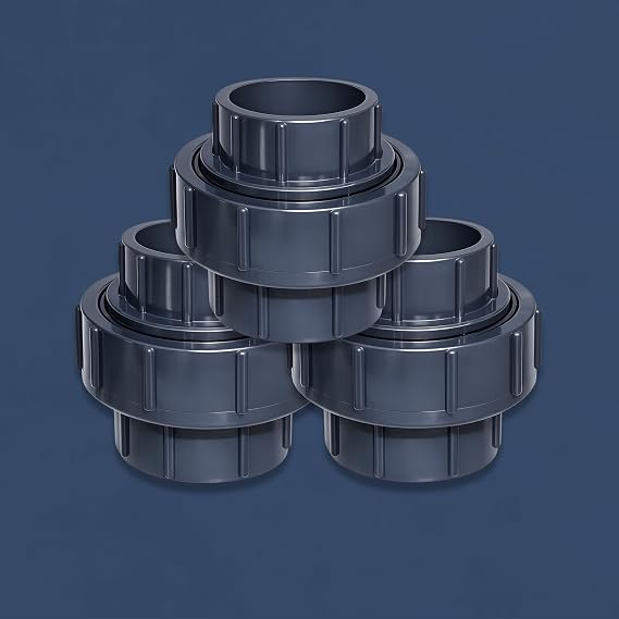 (3 Pack) ERA Sch 80 PVC 2 Inch Union, Socket