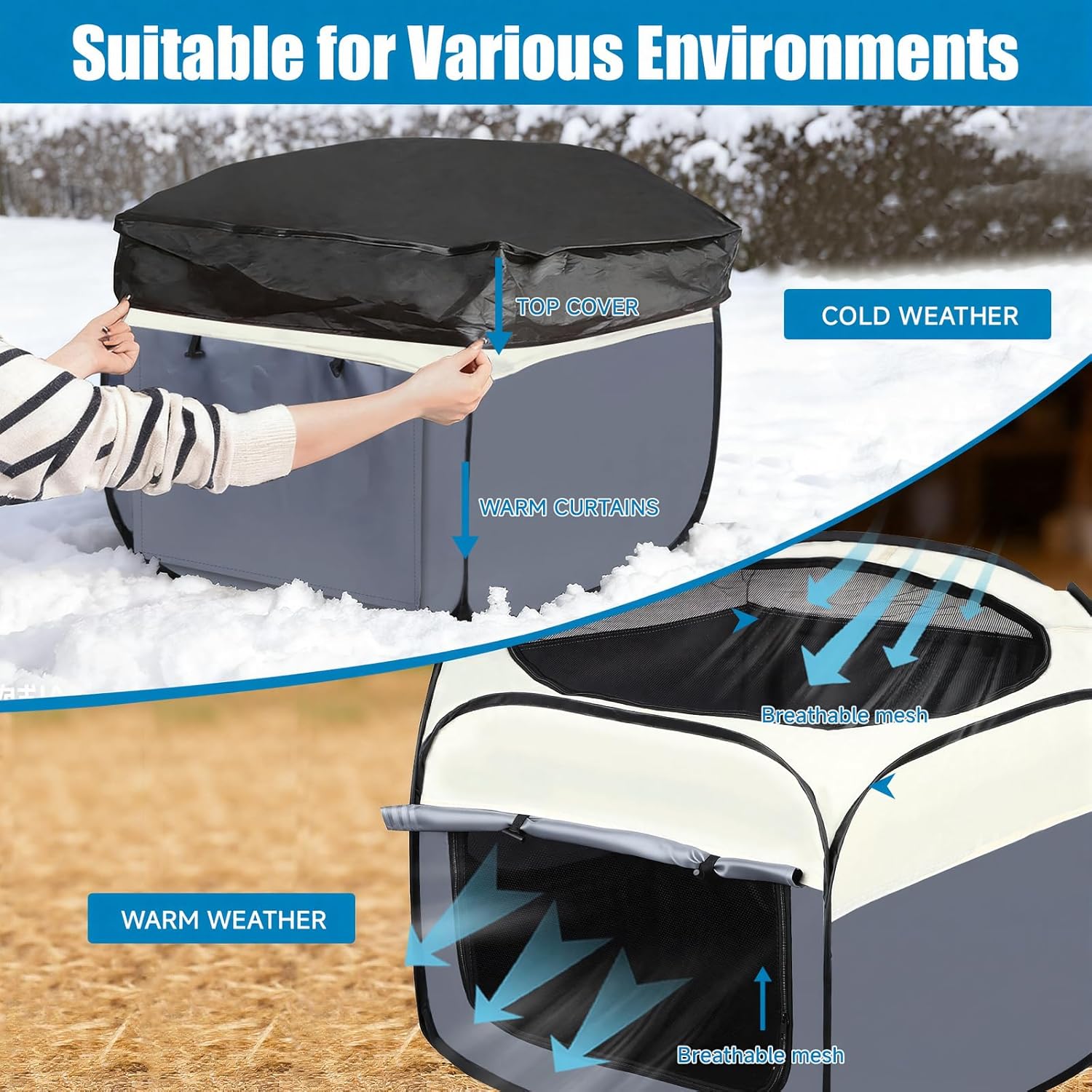 Chicks Brooder Box for Chick Starter Kit -Dual Door Chicken Brooder Playpen/Pen/Tent with 10 * 10 inch Brooder Heating Plate,Nesting Pads,Chick Feeder＆Waterer,Chick Perch Up to 15 Chicks,Quail,Duck