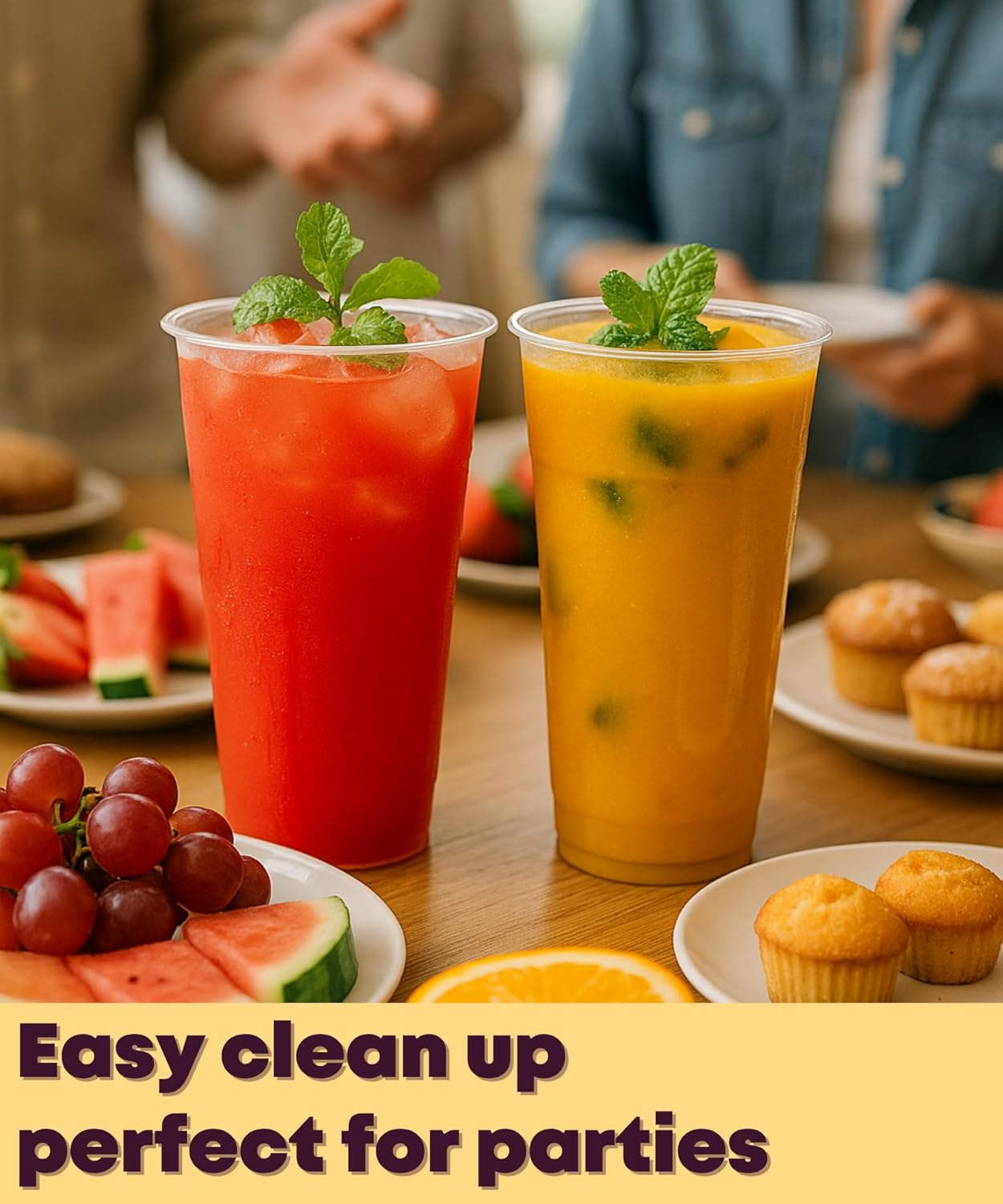 Aatriet 100 Pack 24 oz Clear Plastic Cups, 24oz Clear Disposable Punch Cups Wine Glasses, Sturdy Recylable Drinking Cup for Wedding Party, Cocktail Cup, Plastic Tumblers for Cold Drinks - Image 5