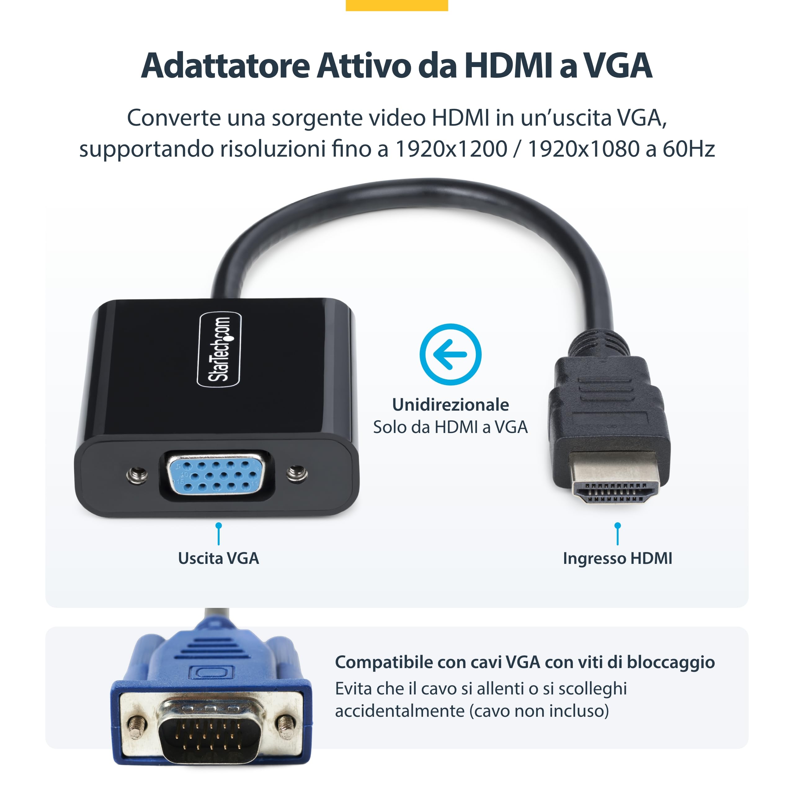 StarTech.com Adattatore HDMI a VGA Convertitore Video Attivo 1080p