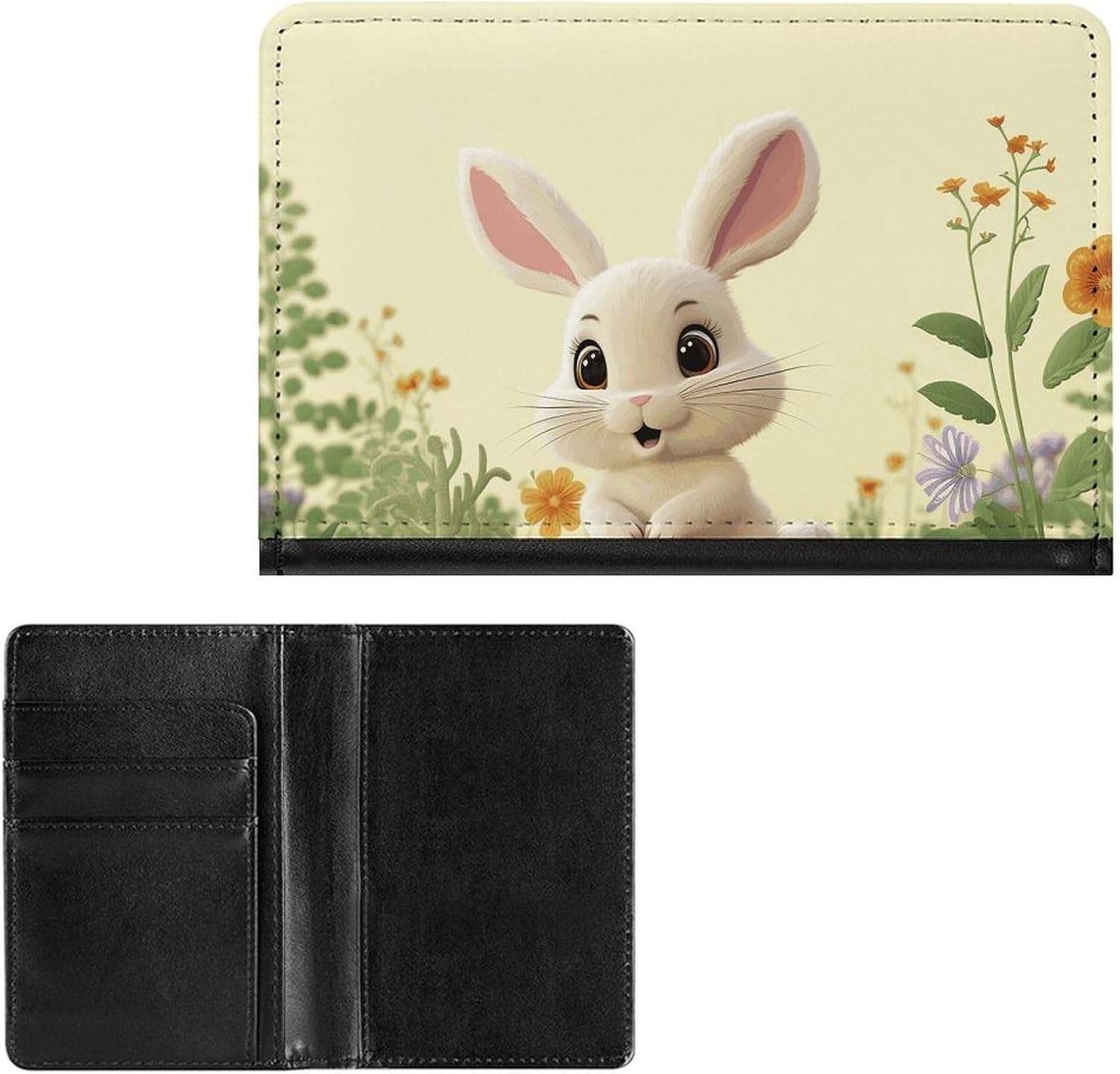 Cute Passport Holder for Travel,Personalized Multi-Functional Passport Cover with Card Slots,Slim Cute Bunny Printed Passport Wallet for Women Men
