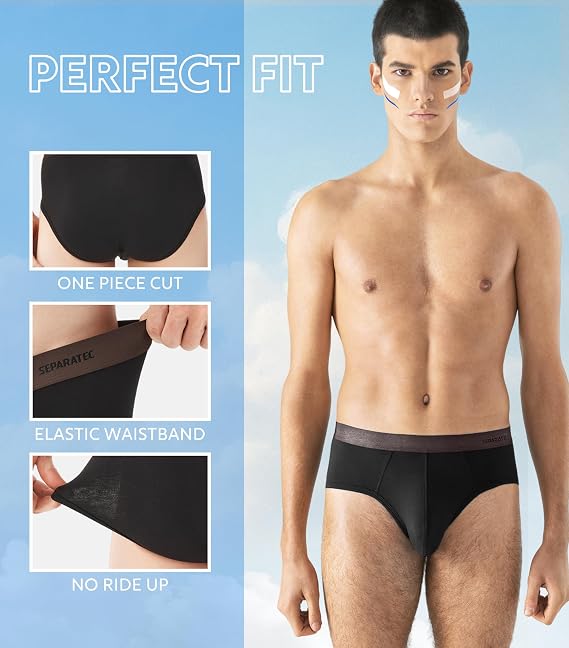 Separatec Mens Underwear With Pouch Breathable Cooling Rayon Made from Bamboo Underwear, Dual Pouch Mens Briefs 3 Pack