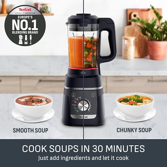 Tefal Blendforce Cook Soup Maker and Blender, 1.5L, 1000W, Dark Navy