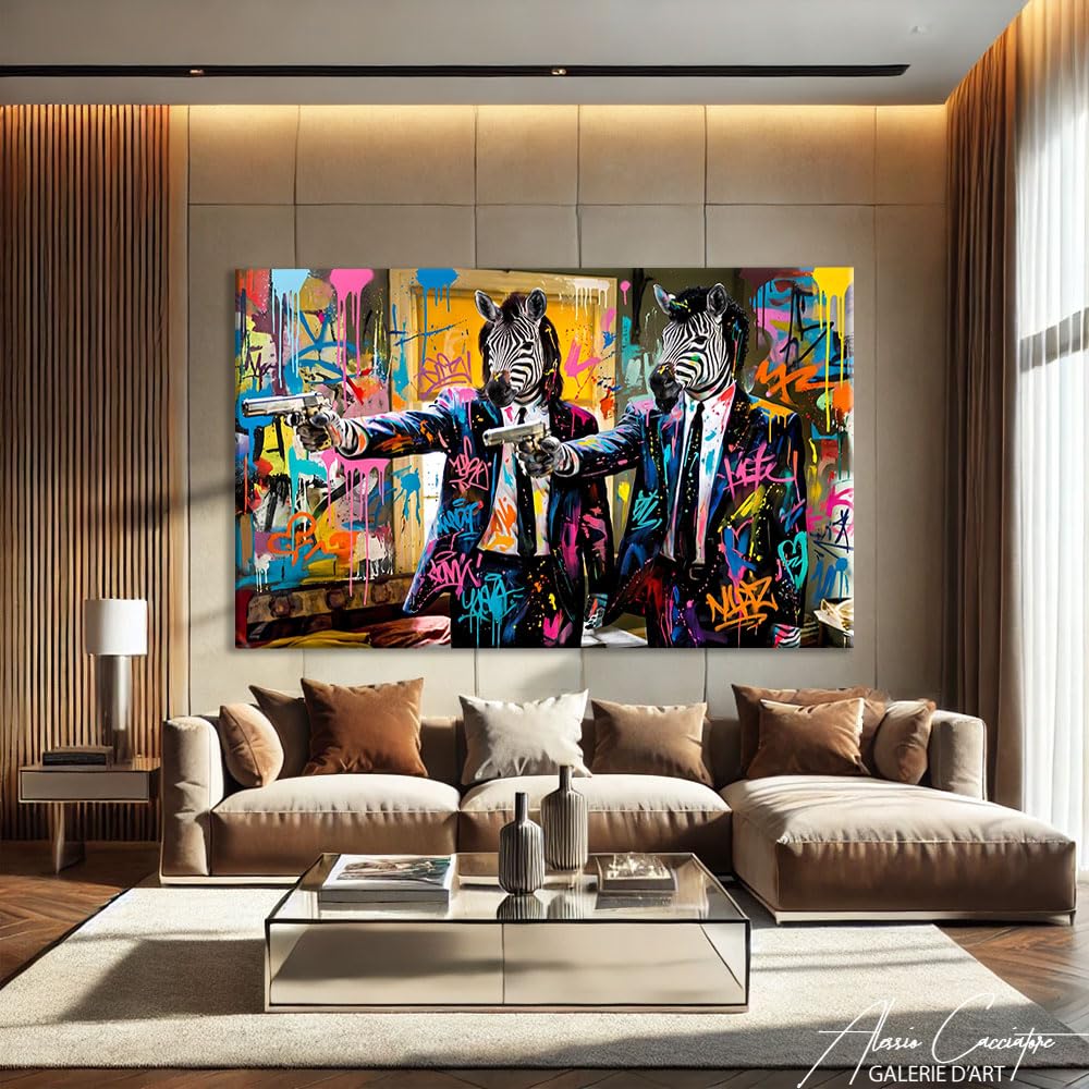 Quadro Pop Art con cornice Xxl Animali - Decorazione da parete cinema - Tela Graffiti Street Art - Poster di film cinema di grandi dimensioni - Quadro Graffiti Animali Camera da Letto Ragazzo (120 x