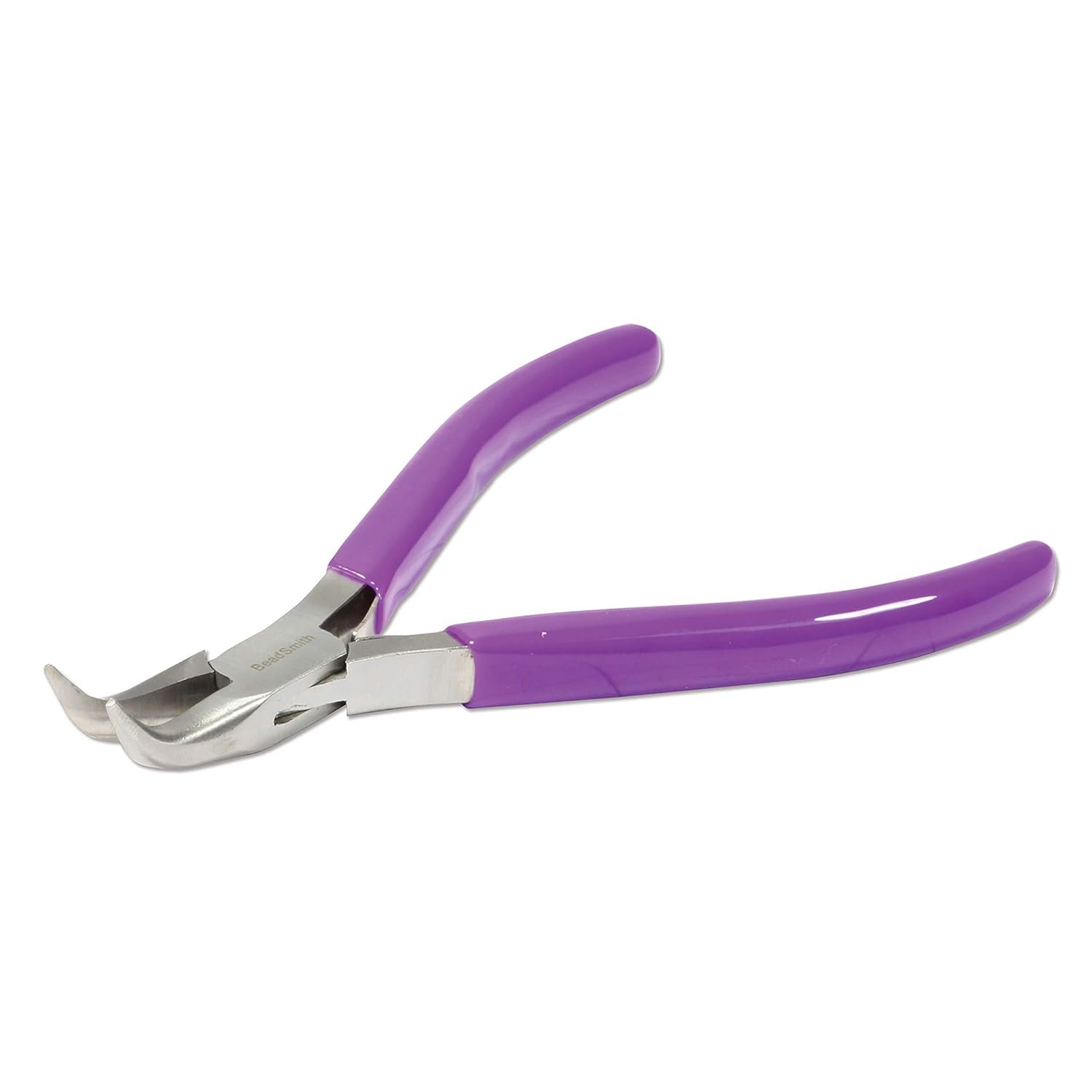 The Beadsmith Spring Loaded Pliers with Purple Handle Bent Chain Nose