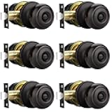 EHOMEWARE 6 Pack Interior Door Knobs, Oil Rubbed Bronze Privacy Door Knob, Keyless Bedroom Door Lock, Bathroom Door Handle Round Shape, Universal for Left/Right Handed Doors