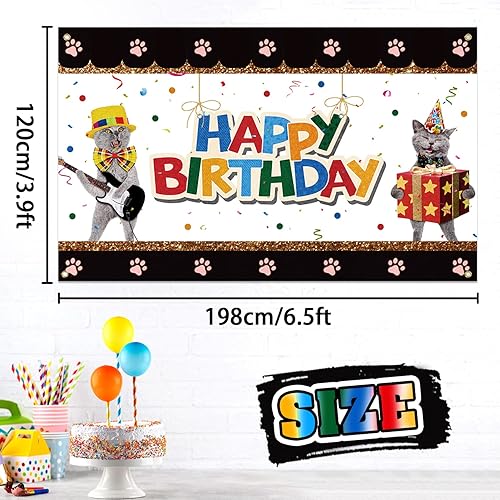 Miniatura 2 de Decoración de fiesta de cumpleaños para mascotas, pancarta grande con temática de gato para mascotas, perfecto para gatos y mascotas, divertido