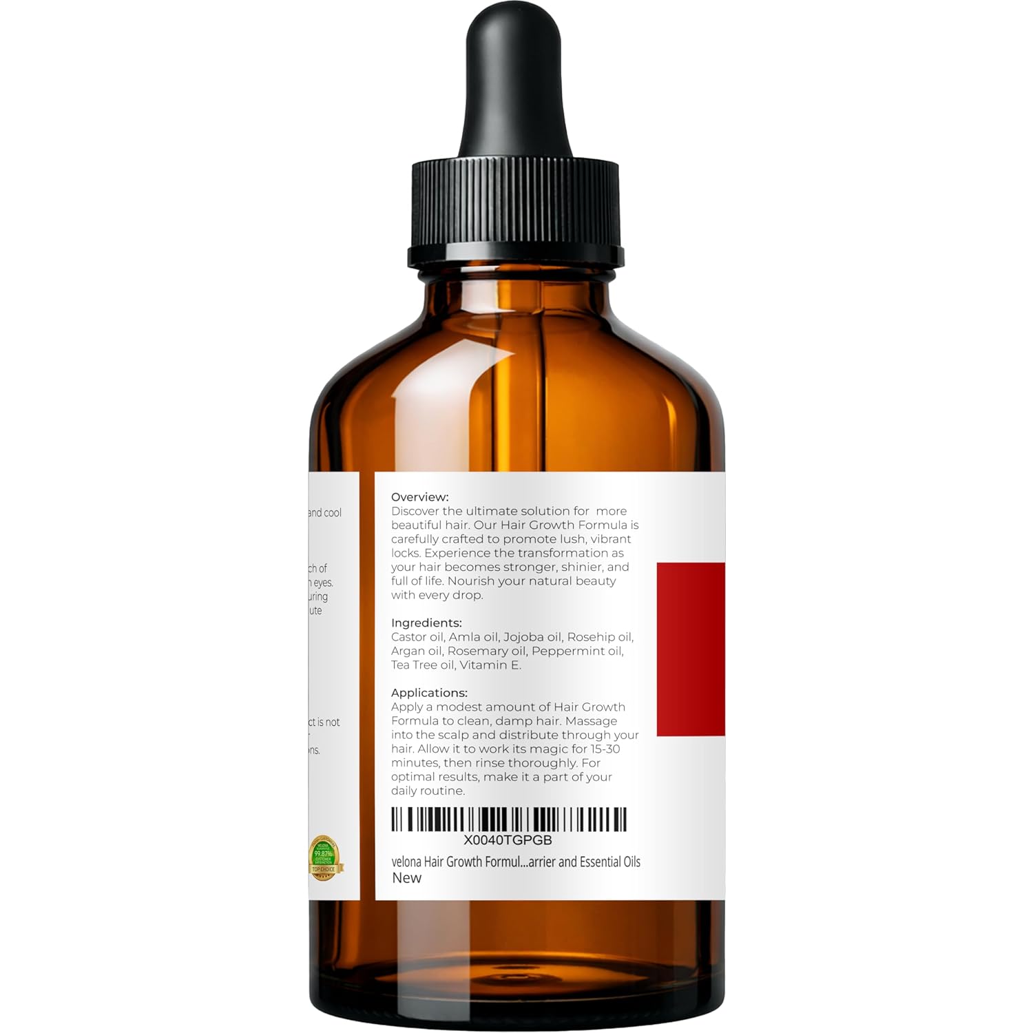 velona Hair Growth Formula - 4 oz | Castor, Amla, Jojoba, Argan, Rosemary, Peppermint, Tea Tree Oils, Vitamin E | Natural Mix with Organic Carrier and Essential Oils
