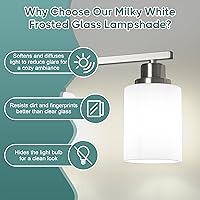 Vista 4 de Ascher Bathroom Light Fixtures, 4-Light Vanity Light Over Mirror, Brushed Nickel Wall Sconces with Milky White Frosted Glass Shades, Wall Lamp for