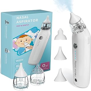 2023 Baby Nasal Aspirator with Atomization Function, Electric Nose Aspirator for Toddler, Rechargeable Baby Nose Sucker, Automatic Nose Cleaner with 3 Silicone Tips and 3 Adjustable Suction Levels