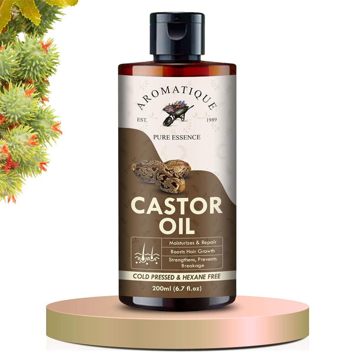 Aromatique Cold Pressed Castor Oil - Castor Oil for Hair Growth - Helps Reduce