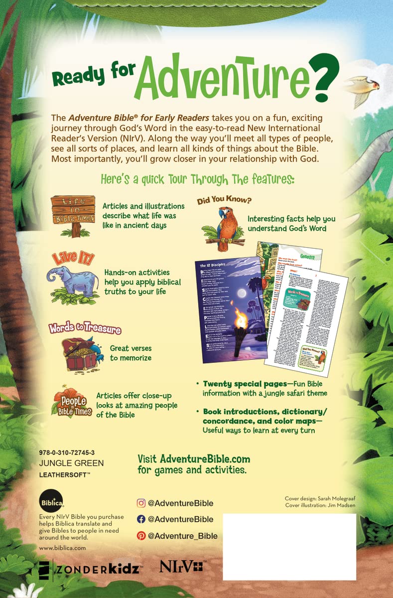 NIrV, Adventure Bible for Early Readers, Leathersoft, Green, Full Color